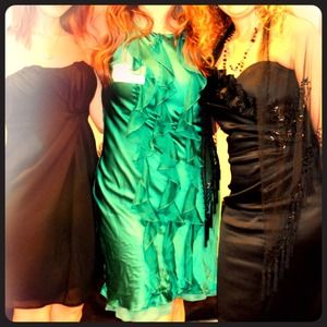 Maria Bianca Nero green ruffle evening dress