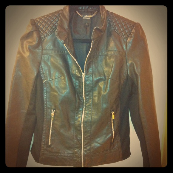 Black Express Leather Jacket: Medium