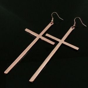 Rose gold cross earrings