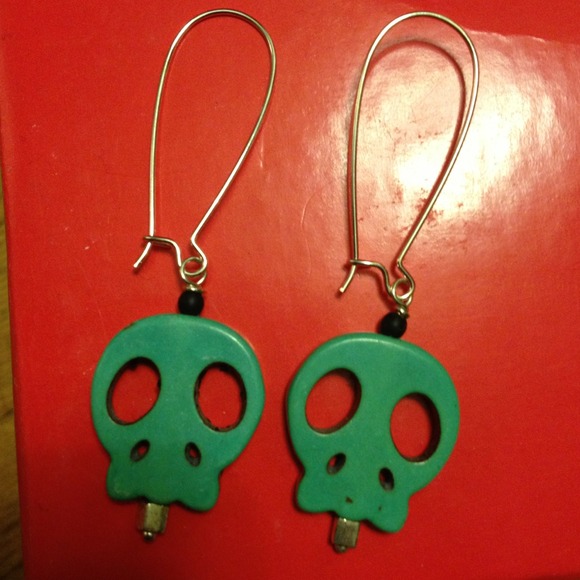 Turquoise skull earrings