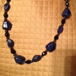 Cobalt blue & black faux stone necklace