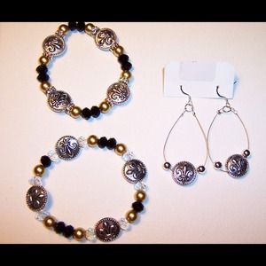 Fleur Di Lis bracelets and earrings.