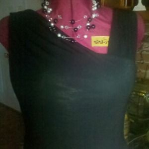 Black stretch asymmetrical top .  Large