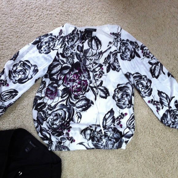 SOLD!! Floral  Tie-neck Blouse
