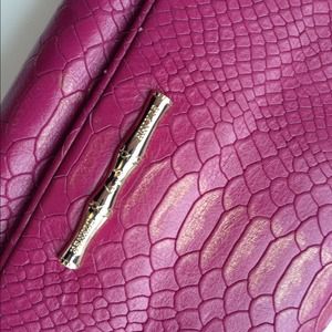 Elaine Turner Bags - Elaine Turner Snake Flap Clutch in Fuschia Elaine Turner Bags - Elaine Turner Snake Flap Clutch in Fuschia