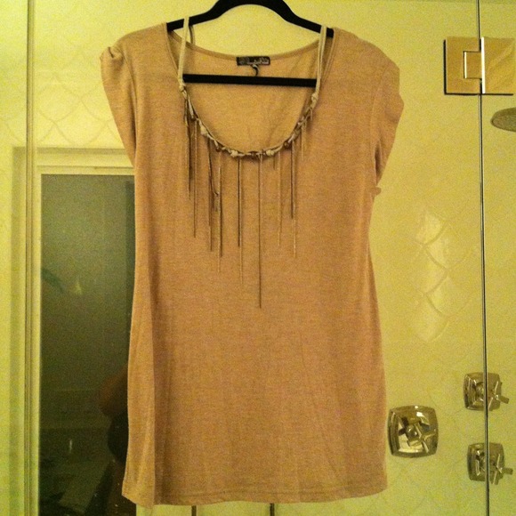 🎈SOLD🎈--- Tan colored shirt with necklace