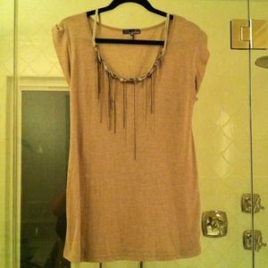 🎈SOLD🎈--- Tan colored shirt with necklace