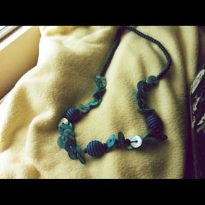 Blue beaded necklace.