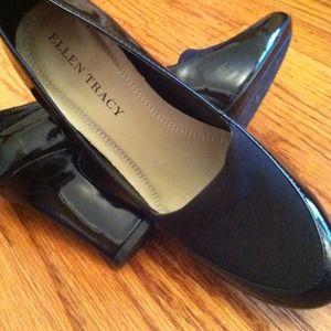 Patent black stacked heels