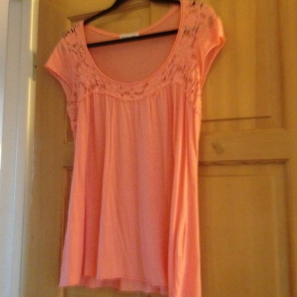 Reduced!! Coral crocheted Rebecca Beeson top!