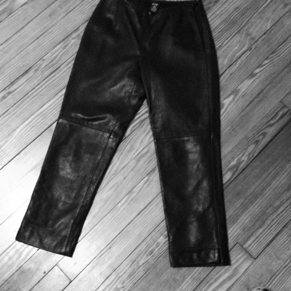 High waisted leather capri's