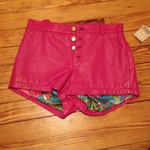 Pink leather shorts