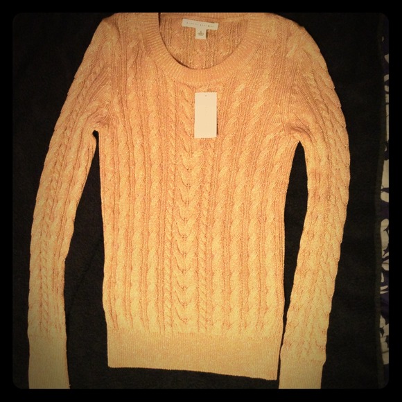 Banana Republic Cable knit Gold Metallic  Sweater