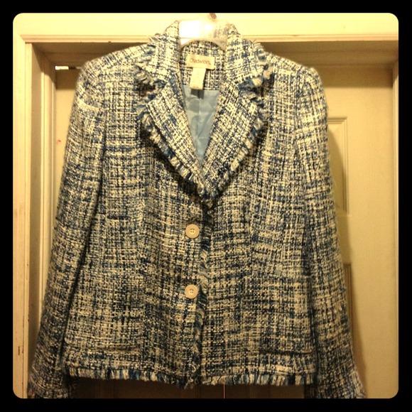 Blue and white tweed Blazer