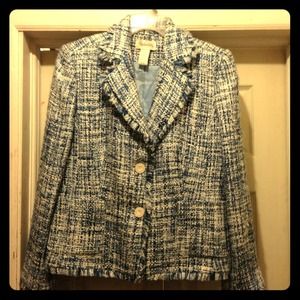 Blue and white tweed Blazer