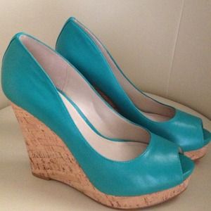 Nine West Peep Toe Cork Wedges