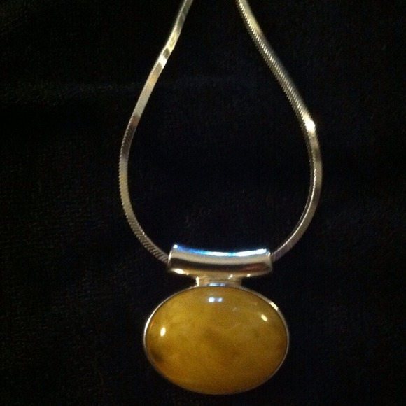 SOLD yellow Amber and Sterling Silver necklace