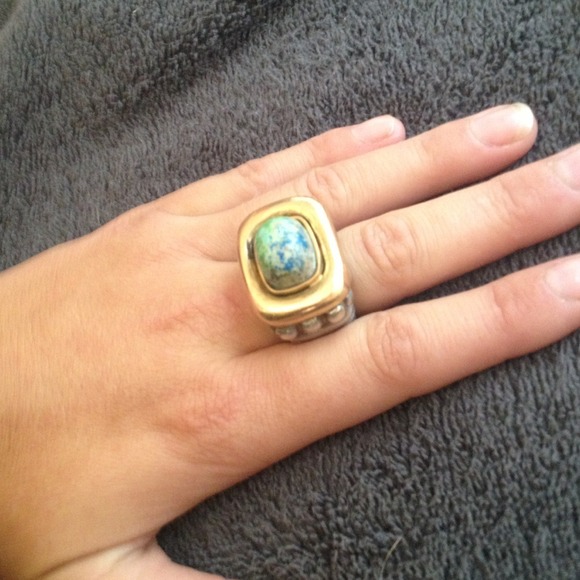DLMJewelryDesigns silver, turquoise, and 14K Ring