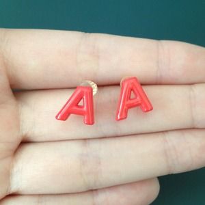 Vintage/80's "A" red lucite earrings