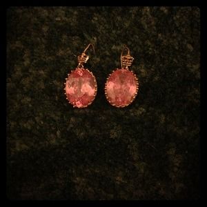 Cute pink gold plaited earrings