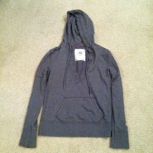 V-neck hooded sweater
