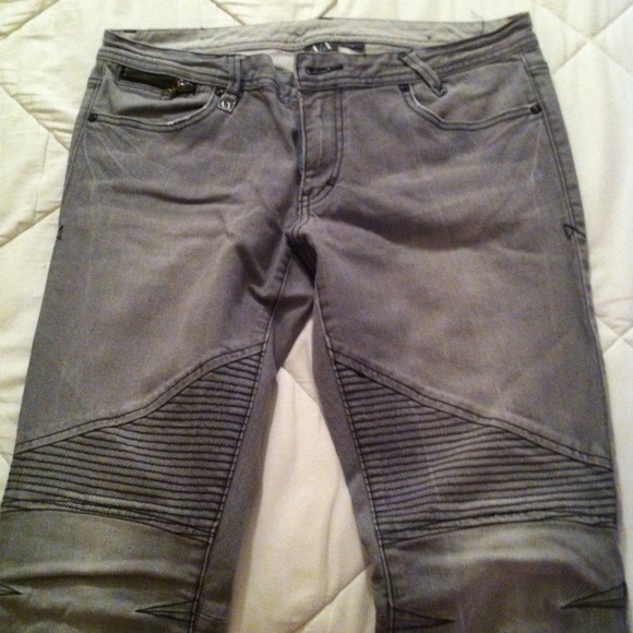A/X Armani Exchange Grey Moto Jeans Size 10 Womens