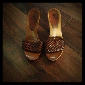 Bakers bronze slip on wedge heel