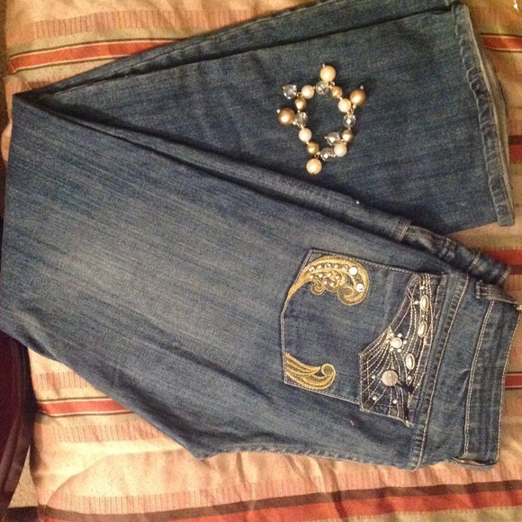 Sold❤❤❤Jeans with gold & pearl stones..
