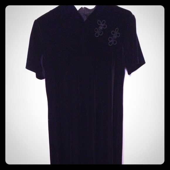 Oriental Style Long Velvet Dress