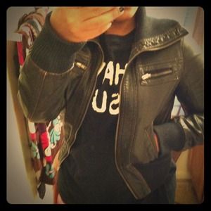 Faux leather bomber jacket!