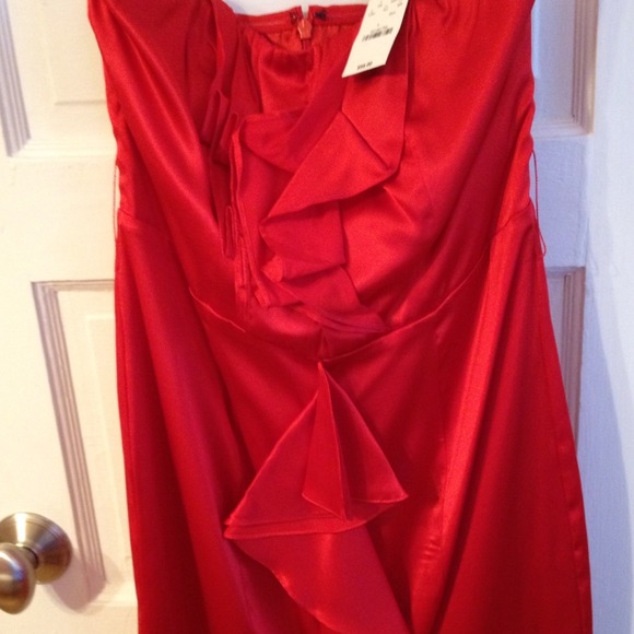 Red strapless sexy dress, knee length
