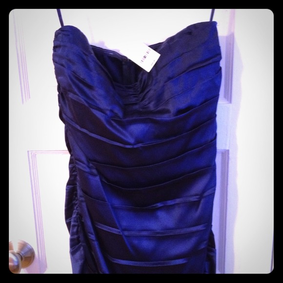 Strapless blue dress