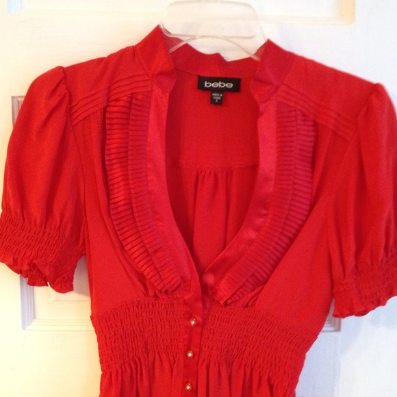 Bebe Sexy red silk shirt