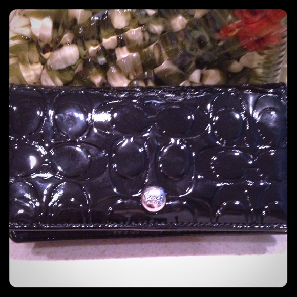 NWT Authentic Coach Embossed Black  Demi Clutch