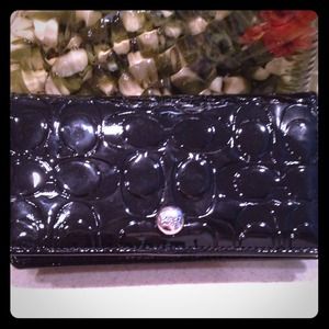 NWT Authentic Coach Embossed Black  Demi Clutch