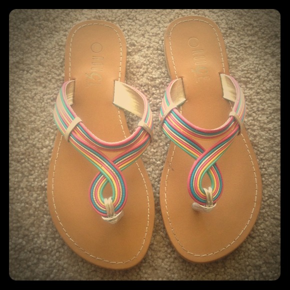 Multi colored flat sandals