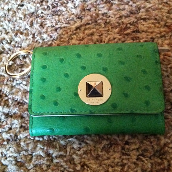 Kate spade green ostrich coin / key purse