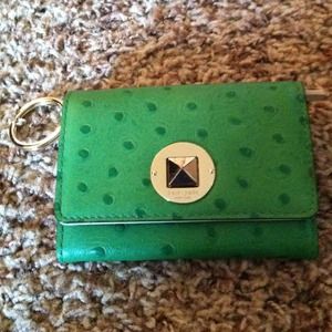 Kate spade green ostrich coin / key purse