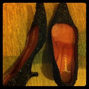Jean Michel-Cazabat kitten heel brocade pumps