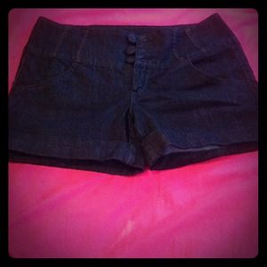 High waisted jean shorts .