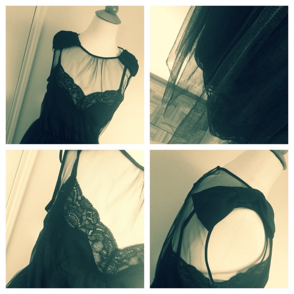 Rodarte Dresses - ** REDUCED ** Rodarte Black Crepe Tulle Slip Dress Rodarte Dresses - ** REDUCED ** Rodarte Black Crepe Tulle Slip Dress