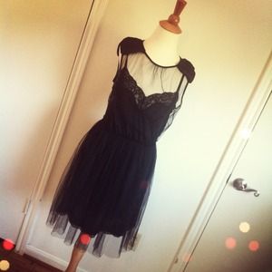 Rodarte Dresses - ** REDUCED ** Rodarte Black Crepe Tulle Slip Dress Rodarte Dresses - ** REDUCED ** Rodarte Black Crepe Tulle Slip Dress