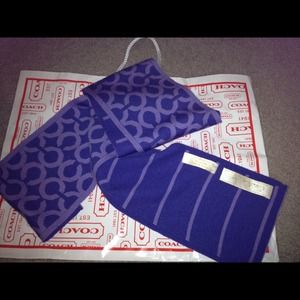 Coach Purple Scarf/ Coach Tan scarf bundle