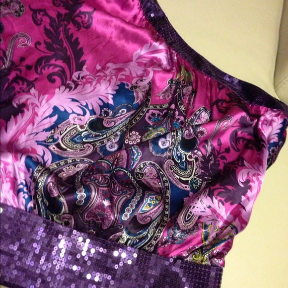 One shoulder pink with sparkle blouse