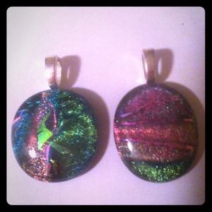 2 dichroic glass pendants