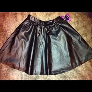 Pleather black hello kitty skirt.