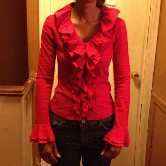 Red ruffled shirt