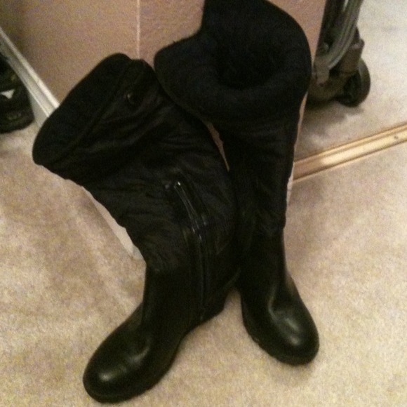 @fatcarva-New wedge tall black boots-NEVER WORN!!!