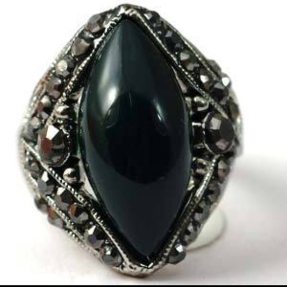 Beautiful Tibetan silver ring*black*