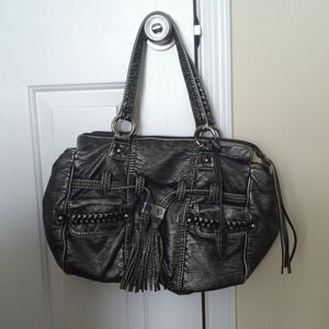 Silver Marc ecko bag and flower necklace bundle.